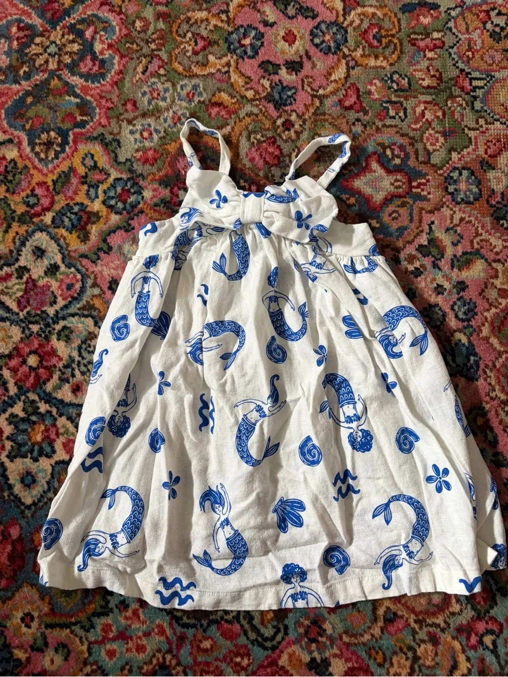 Old Navy White and Blue Mermaid Print Sundress